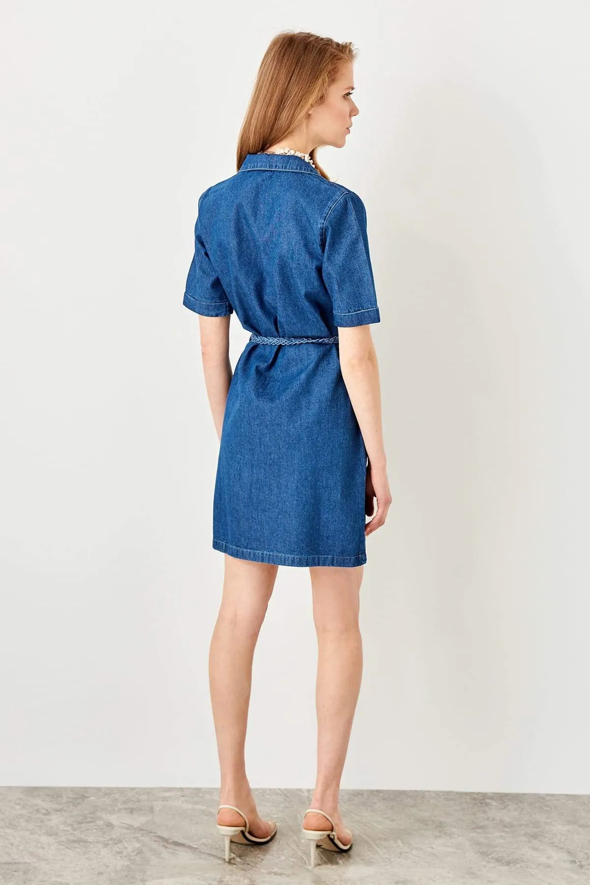 13098 Blue Denim Shirt Dress