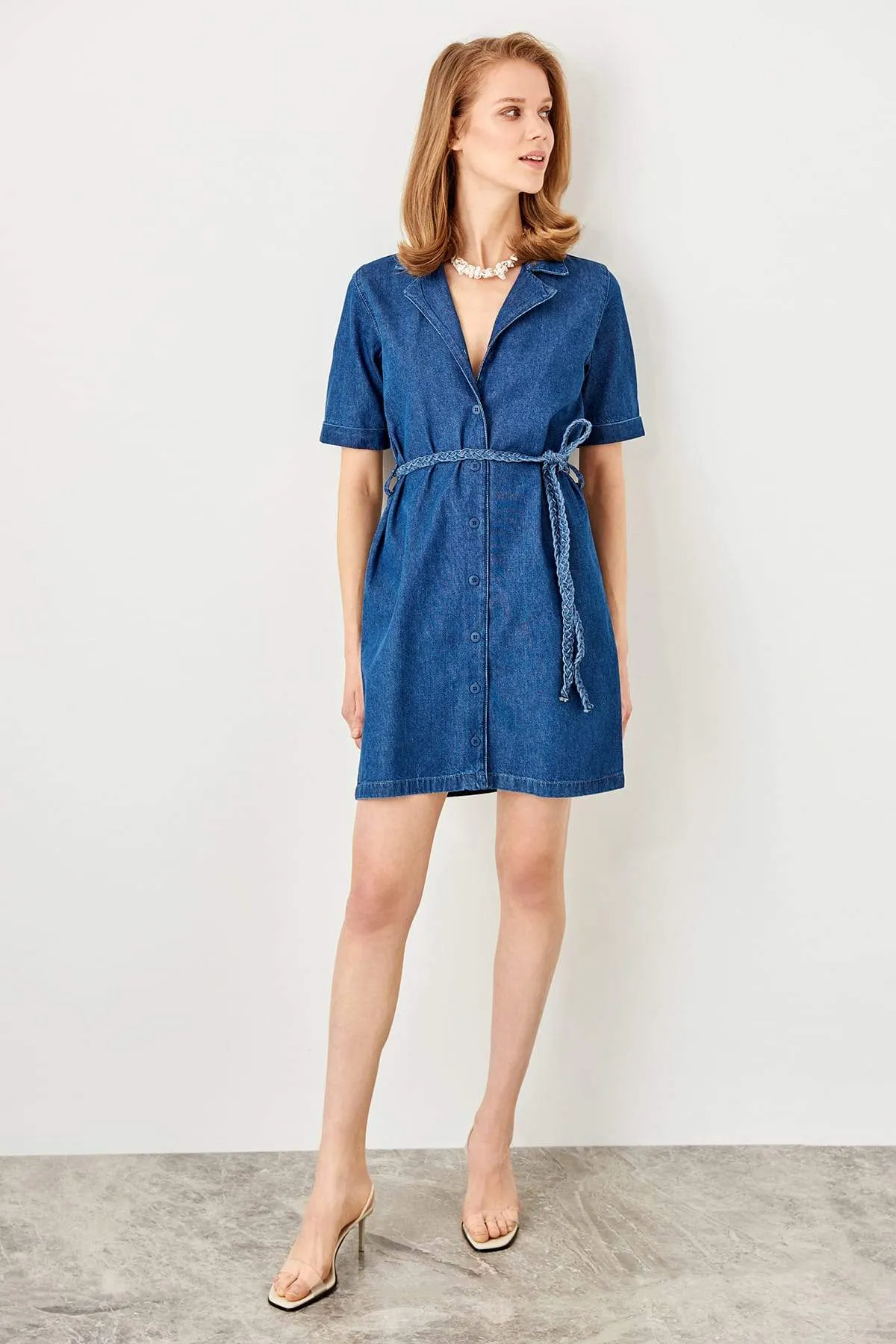 13098 Blue Denim Shirt Dress