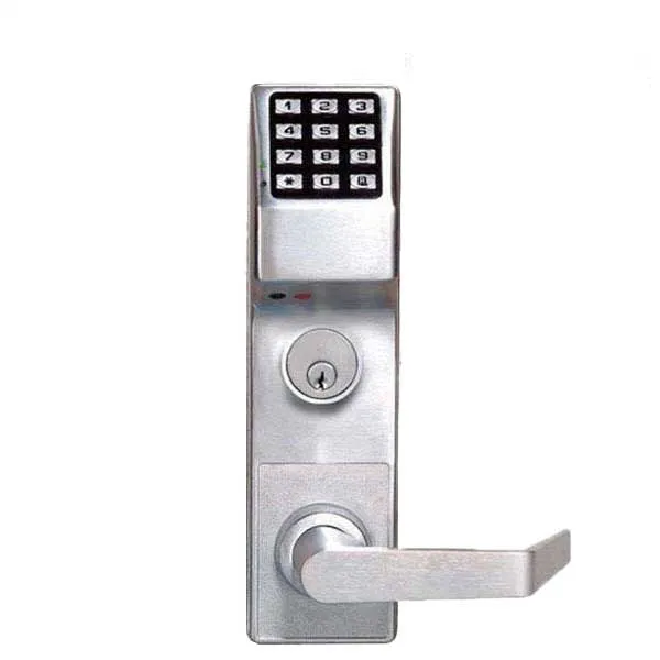 Alarm Lock Trilogy - DL4500DBL - Digital Keypad Mortise Lock w/ Deadbolt and Privacy Feature - Straight Lever- 2000 Users - 40,000 Event Audit Trail - Left Hand Reversible - Weather-proof - US26D - Satin Chrome