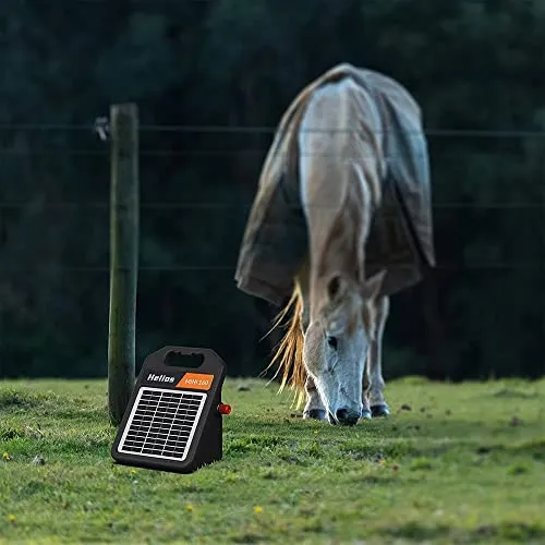 Andmon 10 Miles Solar Electric Fence Charger with Day or Night Mode, 0.11 Joule Portable Solar Fence Charger for Livestock, Preventing Predators from Intruding