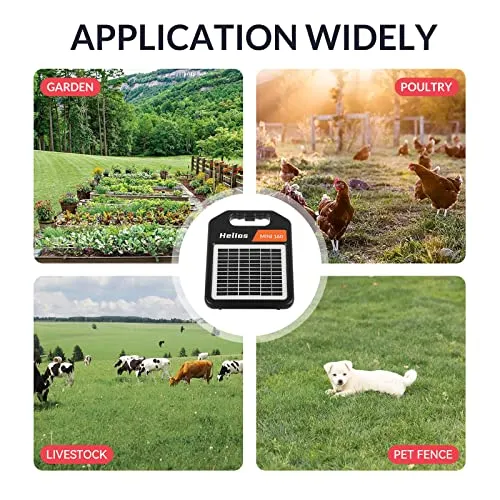 Andmon 10 Miles Solar Electric Fence Charger with Day or Night Mode, 0.11 Joule Portable Solar Fence Charger for Livestock, Preventing Predators from Intruding