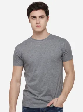 Antra Melange Solid Slim Fit T-Shirt | JadeBlue