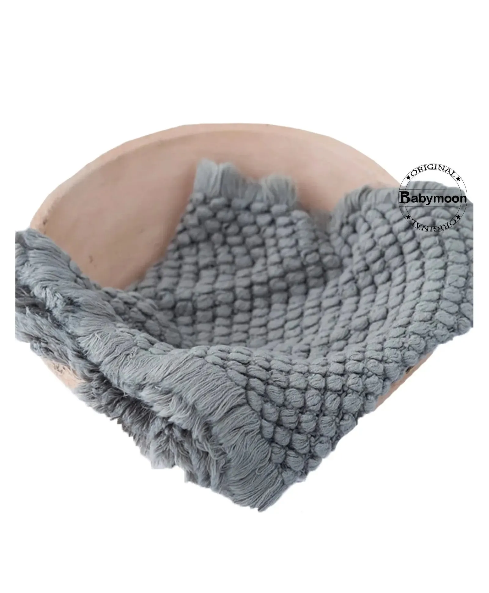 Babymoon Fringe Bubble Layer Basket Filler Baby Photography Blanket | Grey