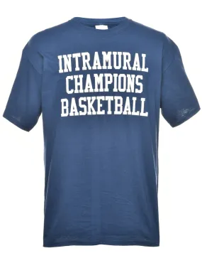 Basketball Intramural Champions Navy & White Printed T-shirt - L