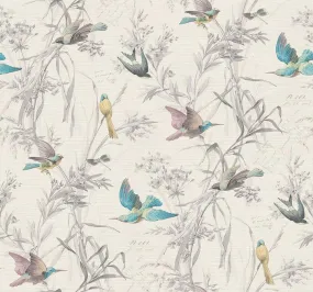 Birds Of Paradise Wallpaper in Frost from the Sanctuary Collection