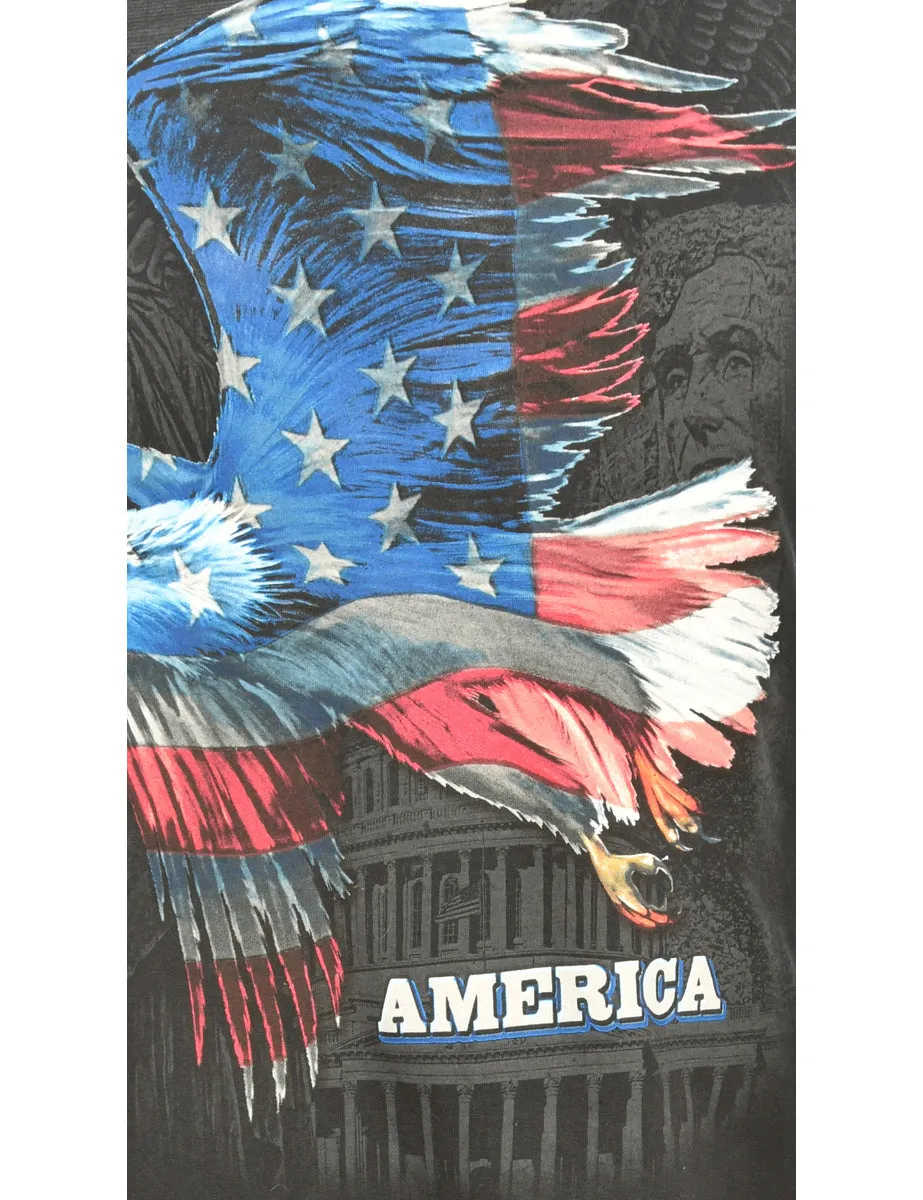 Black America Design Printed T-Shirt - L