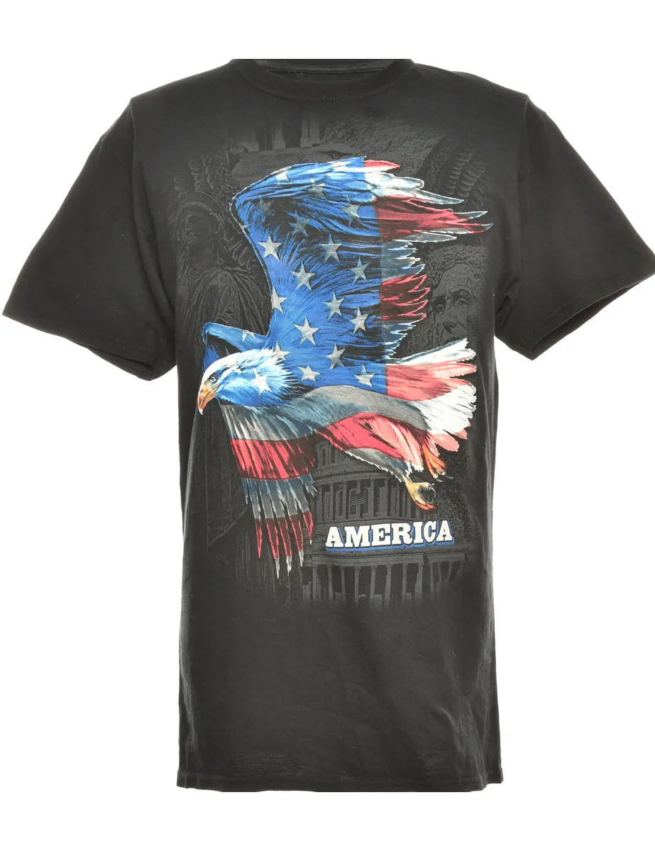 Black America Design Printed T-Shirt - L