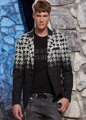 Black Degraded Houndstooth Blazer