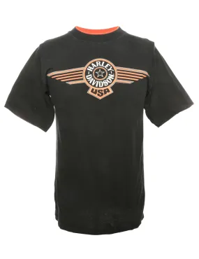 Black Harley Davidson Printed T-shirt - M