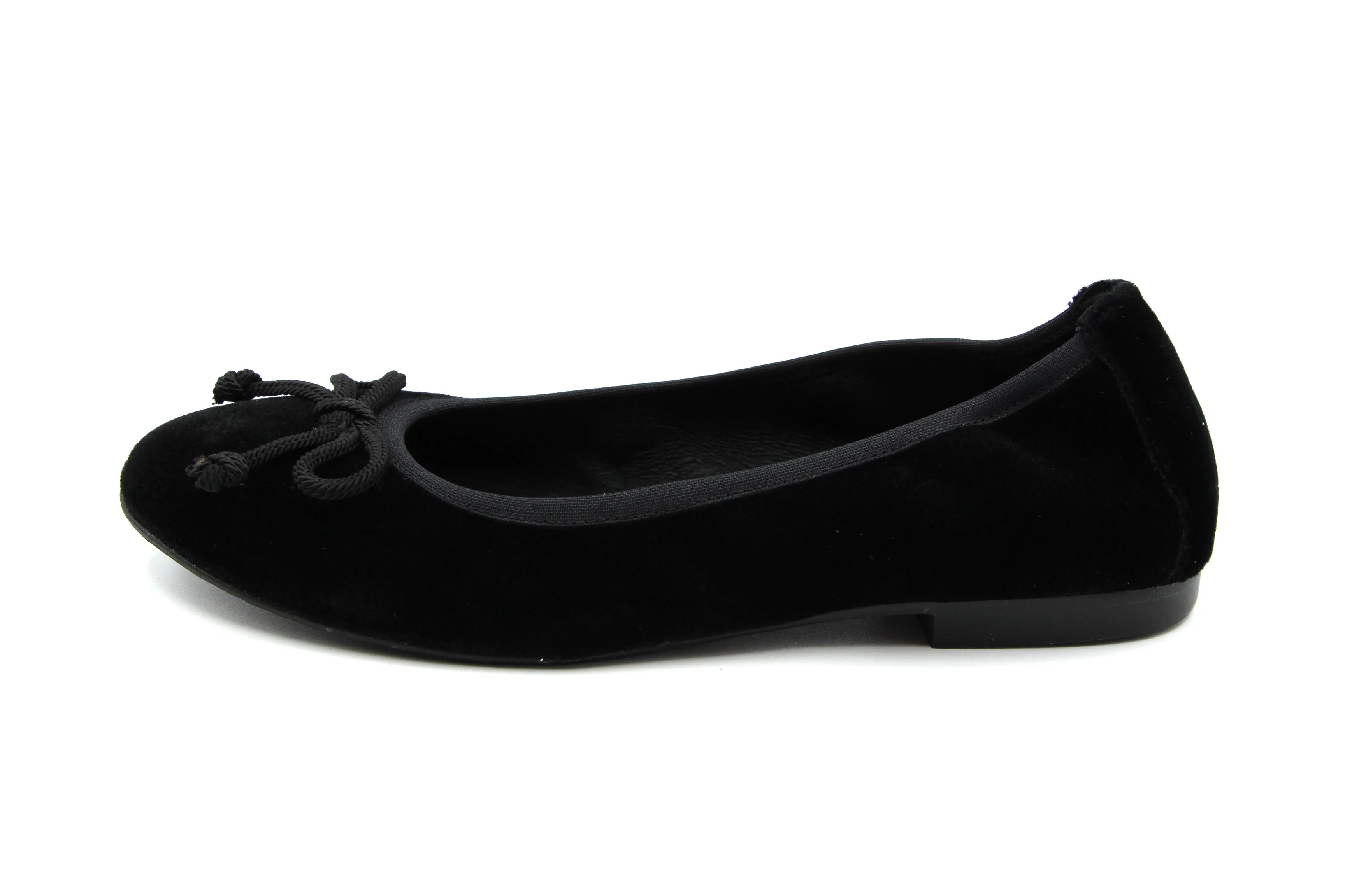 Blublonc  Black Velvet Ballet Flat With Bow Luisa