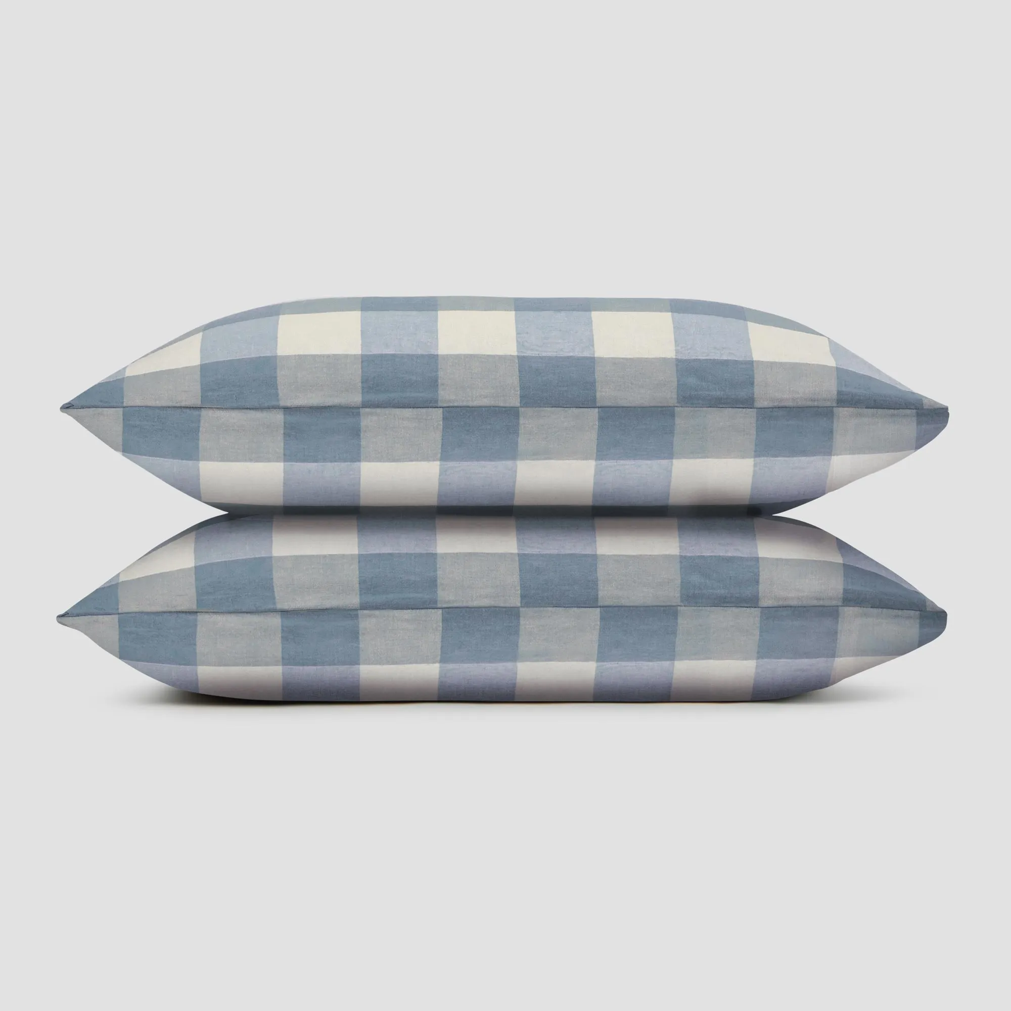 Blueberry Emsworth Check Linen Blend Pillowcase (Pair)