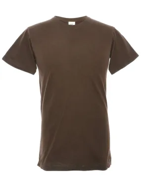 Brown Plain T-shirt - S