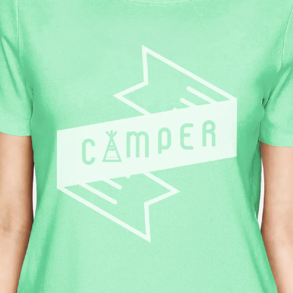 Camper Mint Cute Graphic Short Sleeve Cotton Summer Tee For Women