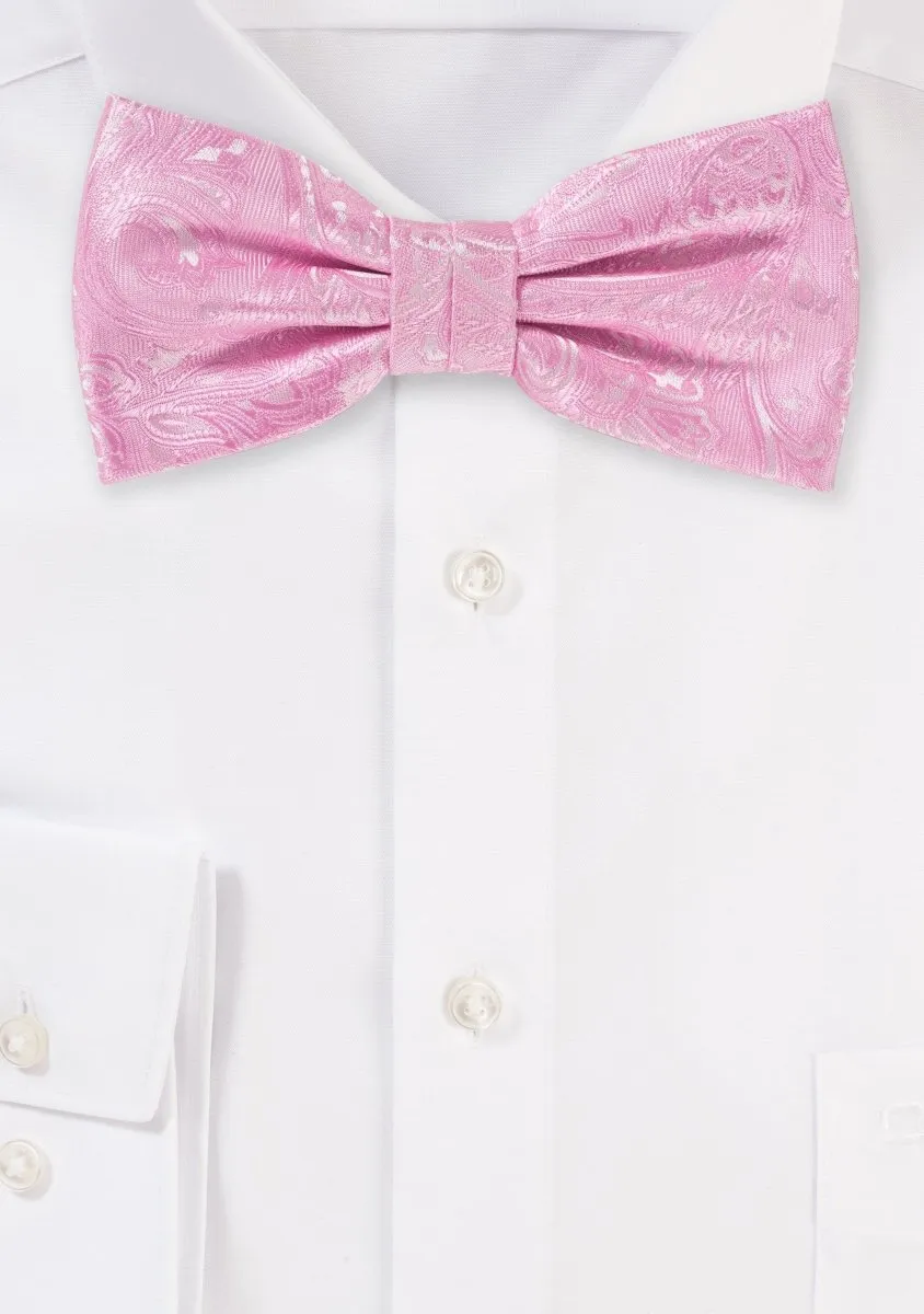 Carnation Pink Proper Paisley Bowtie