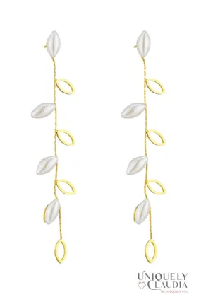 Cascading Drops Stainless Steel & Pearl Earrings