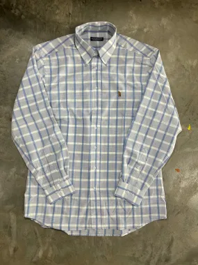 Chalky Blue Check Button Down Dress Shirt