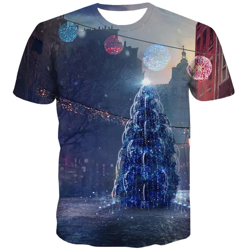 Christmas T-shirt Men Christmas Tree T shirts Funny Party Tshirt Printed