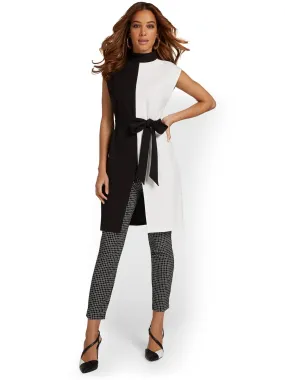 Colorblock Belted Knit Top