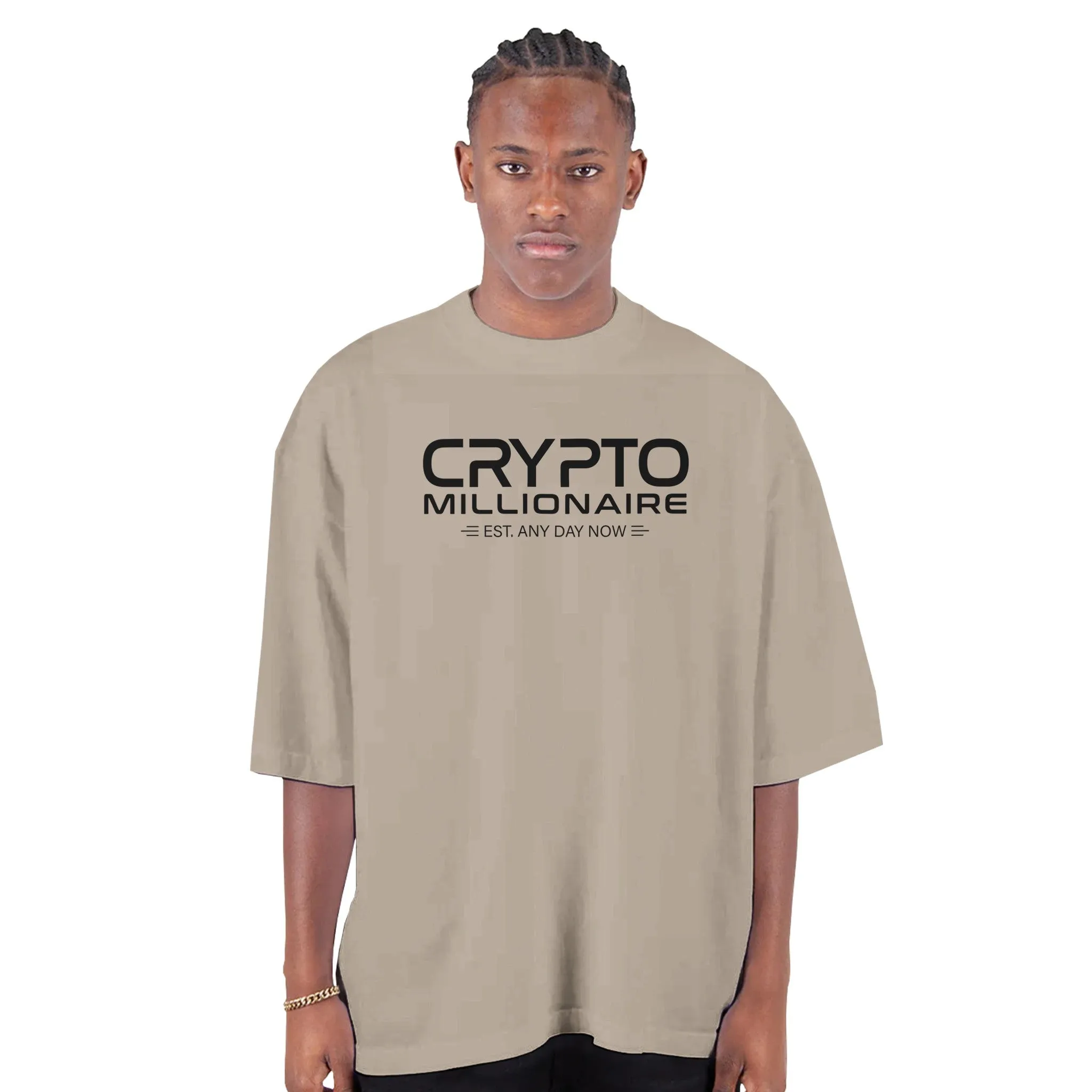 Crypto Millionaire Men's Oversized Drop-Shoulder Crewneck T-Shirt