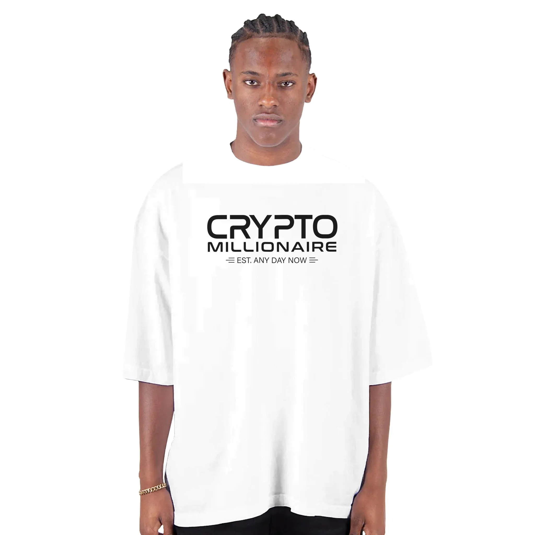 Crypto Millionaire Men's Oversized Drop-Shoulder Crewneck T-Shirt