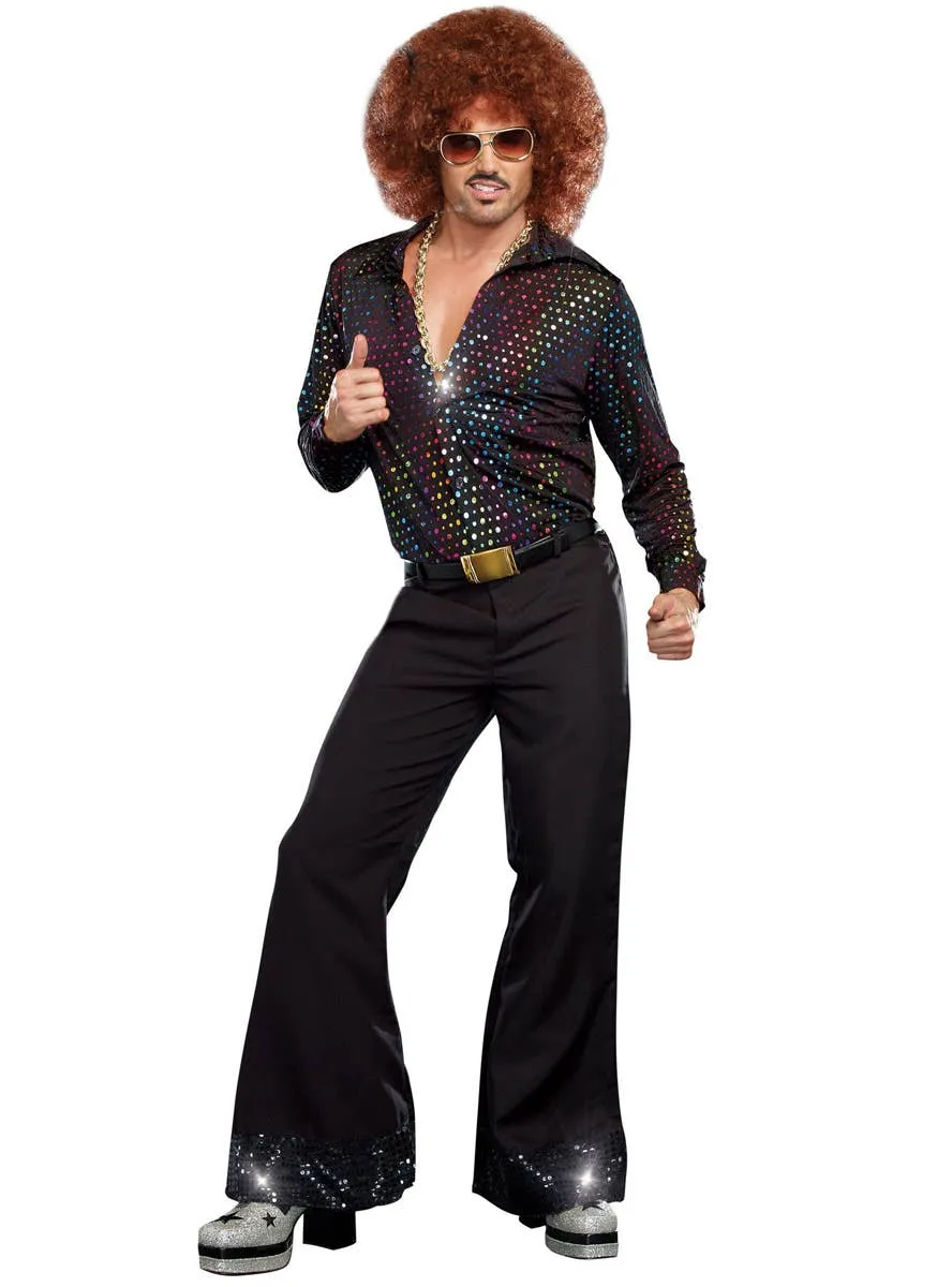 Disco Dude Mens Plus Size 1970s Fancy Dress Costume Shirt