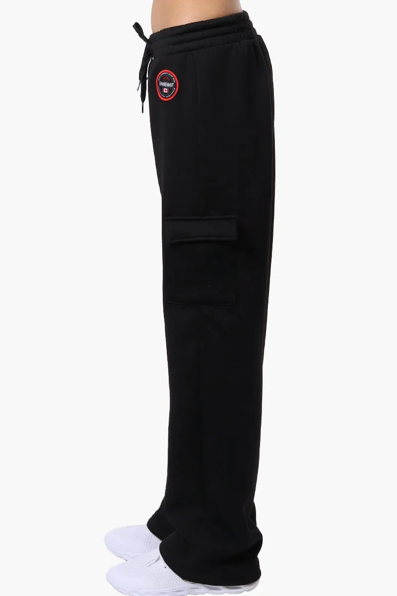 Fahrenheit Fleece Wide Leg Cargo Sweatpants - Black