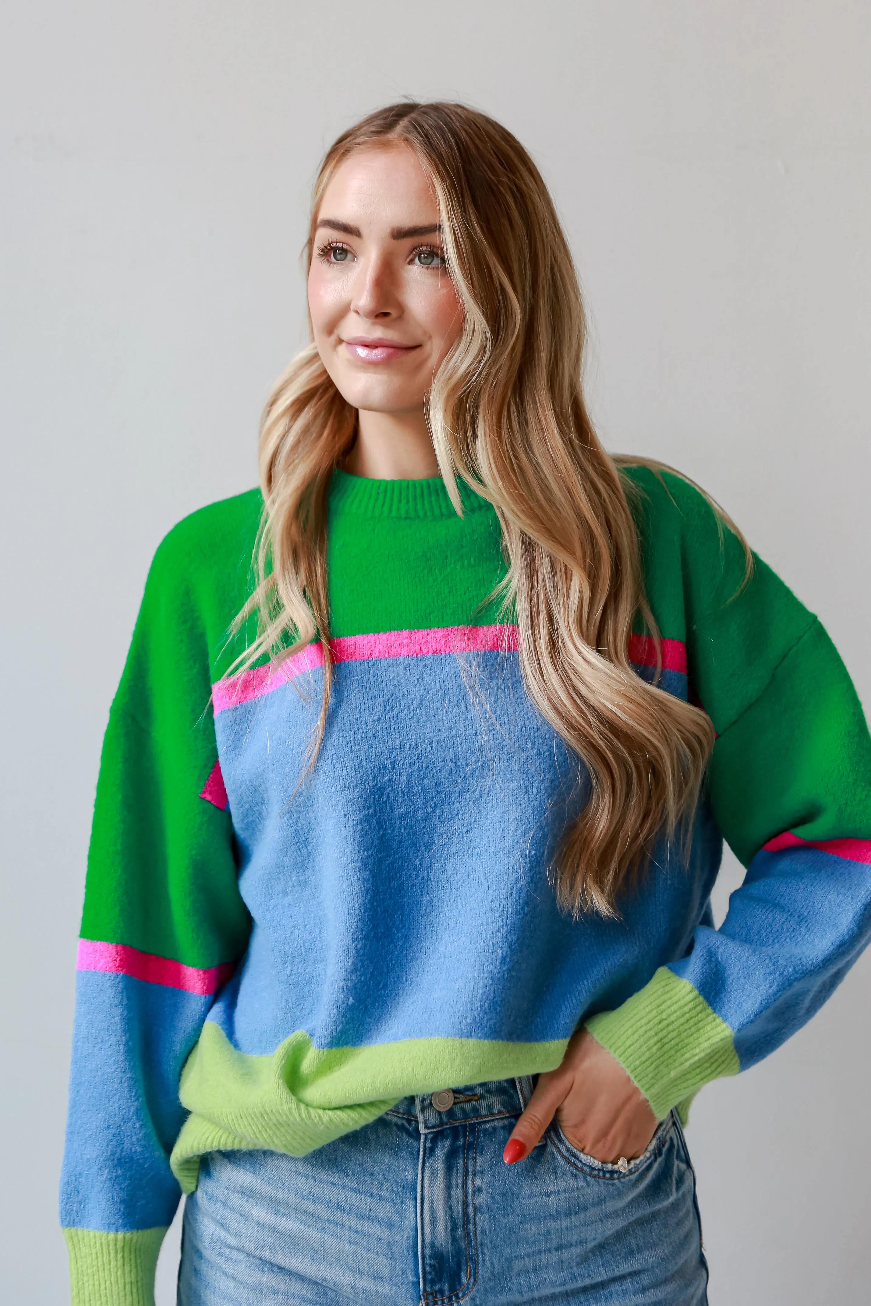 FINAL SALE - Confident Poise Color Block Oversized Sweater