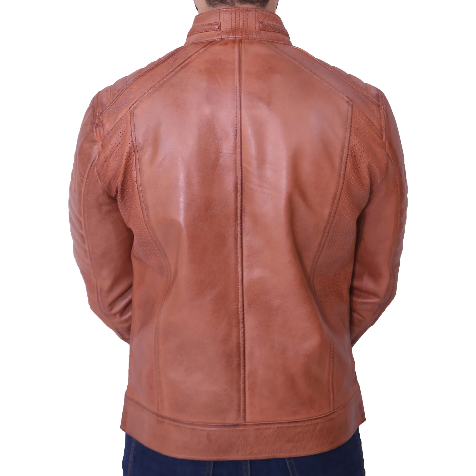 Frisco Quilted Asymmetrical Brown Motorcycle Leather Jacket