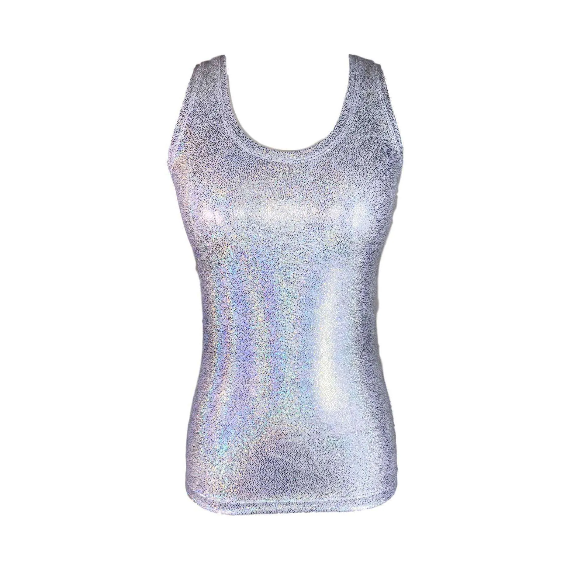 Full Length Tank Top - Silver Holographic