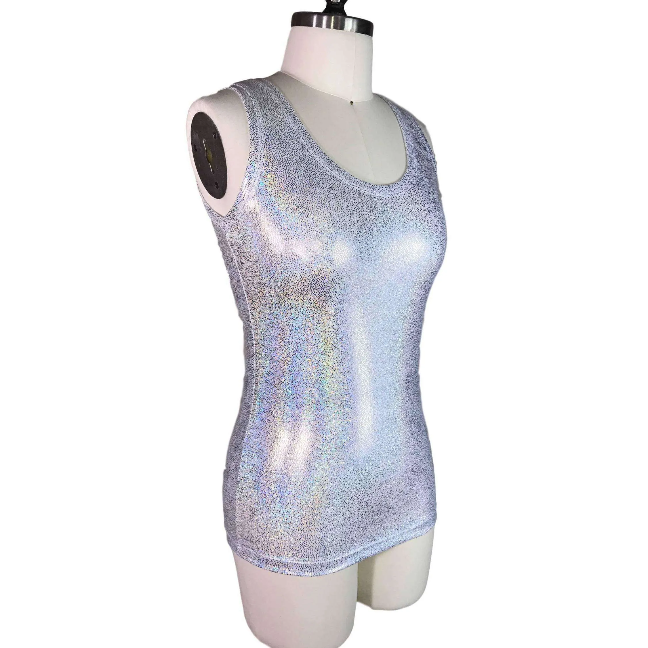 Full Length Tank Top - Silver Holographic