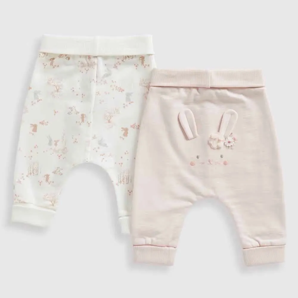 Girls My First Classic Bunny Cotton Joggers - Pack Of 2