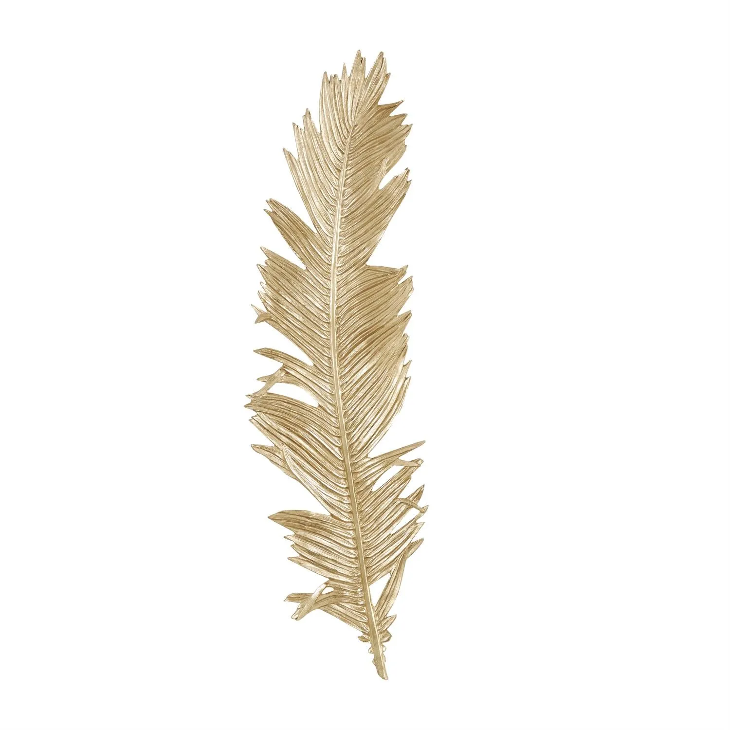 Gold Polystone Bird Large Metallic Feather Wall Decor - 14" X 2" X 47"