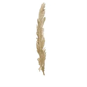 Gold Polystone Bird Large Metallic Feather Wall Decor - 14" X 2" X 47"