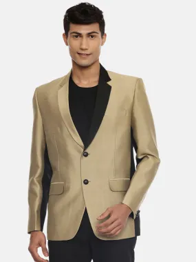 Gold Two Button Mens Silk Blazer - MMJ076