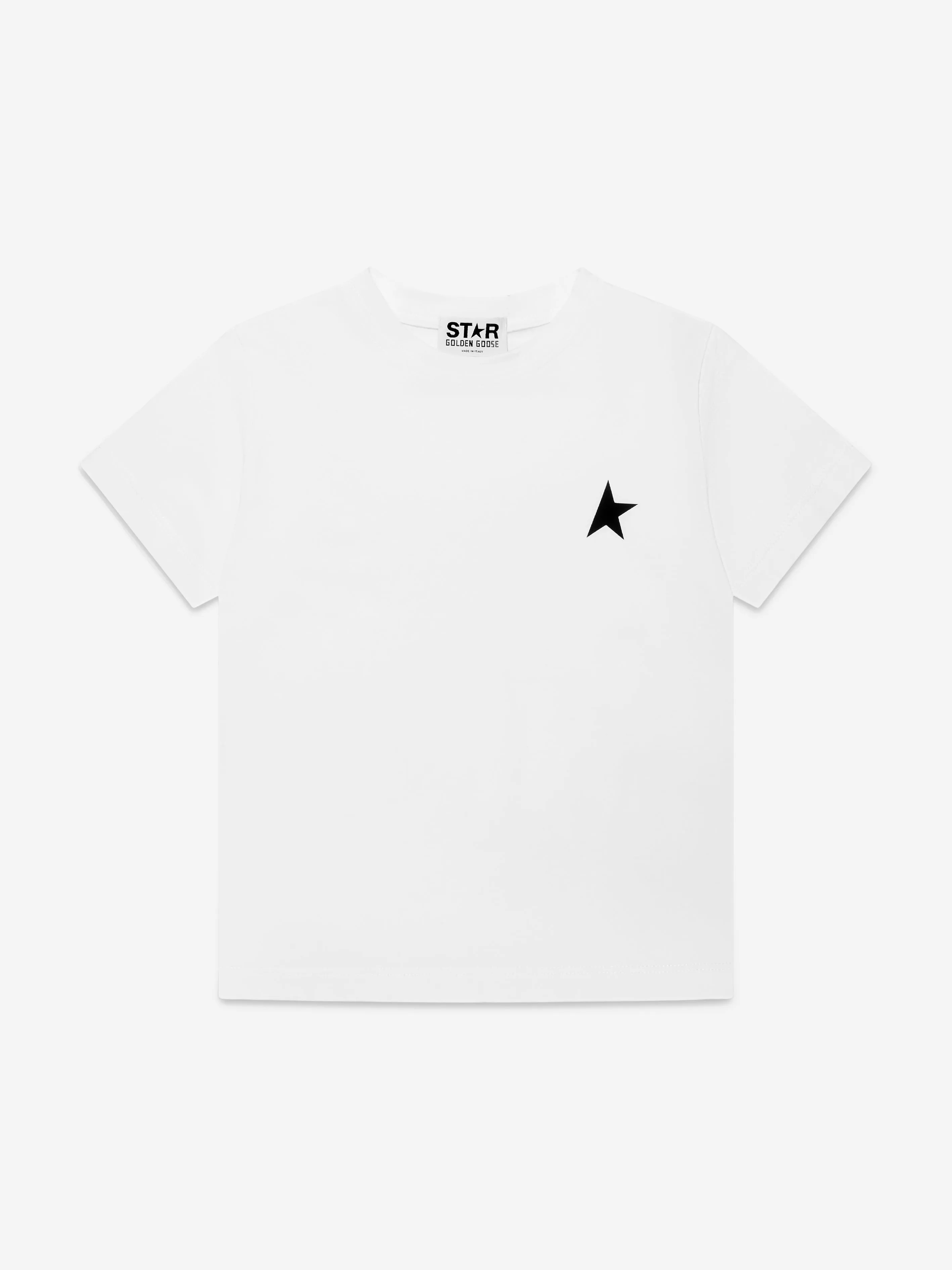 Golden Goose Kids Small Star Logo Printed T-Shirt in White