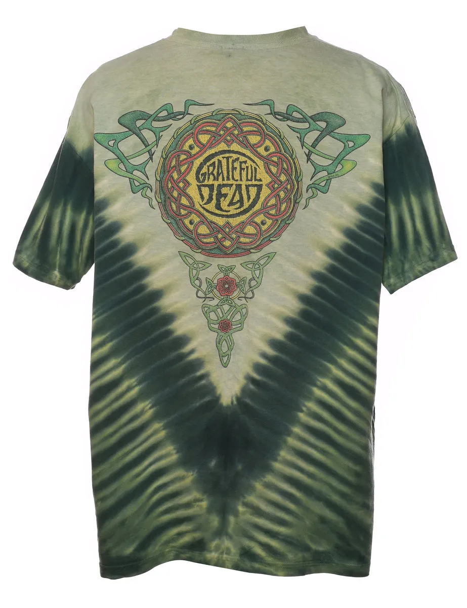 Green Celtic Grateful Dead Tie-Dye Band T-Shirt - L