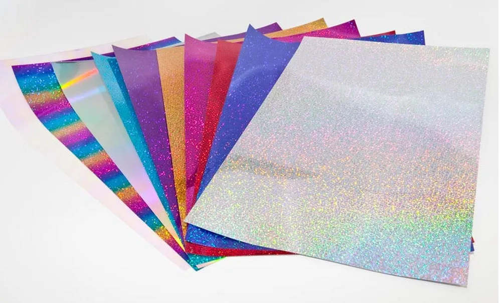 Heat Transfer Vinyl - Holographic HTV 12x20" Sheet Holo Heat Transfer Vinyl 18 Colors To Choose From Tshirt Vinyl Holograph HTV Holographic Sheets T-shirt Vinyl