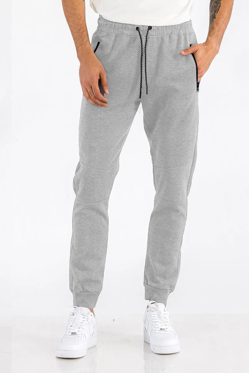 Heathered Comfort: Cotton-Poly Blend Sweatpants with Pockets