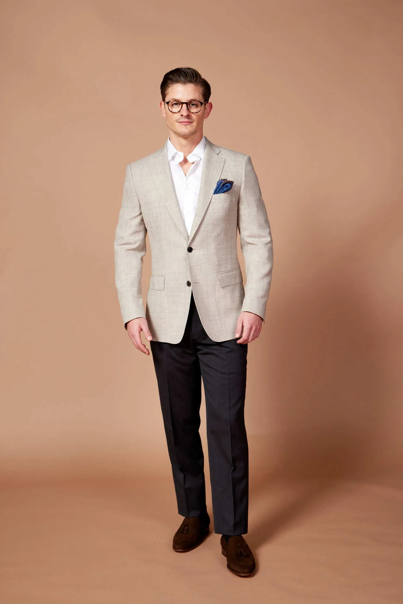 HENRY SARTORIAL Loro Piana 1/2 Canvas Blazer BEIGE REG