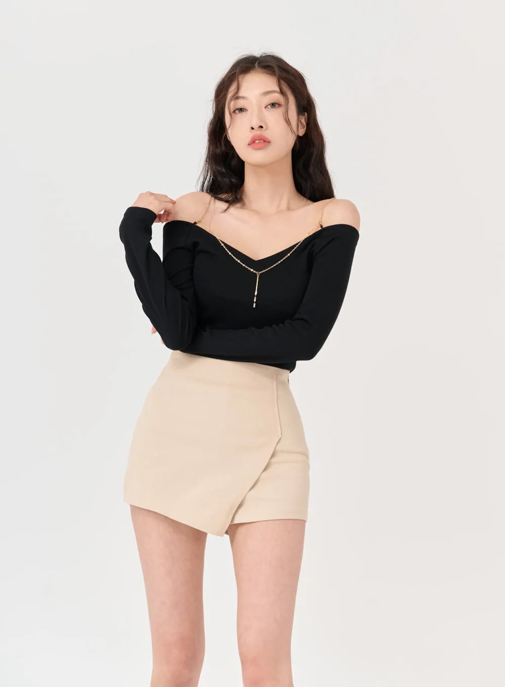 High Waist Wrap Span Mini Skort IG18