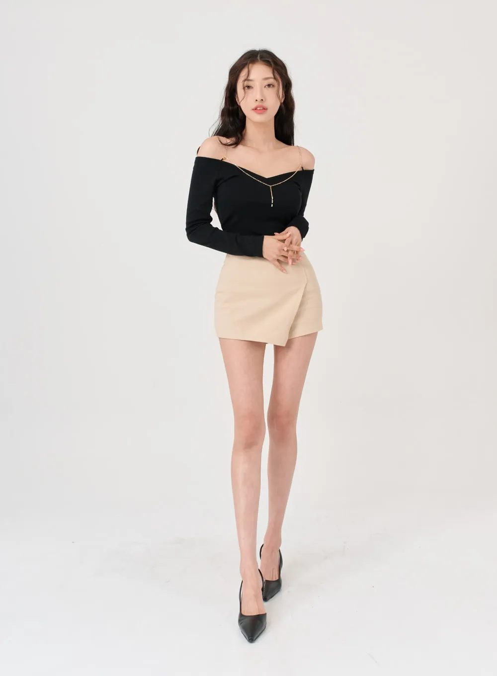 High Waist Wrap Span Mini Skort IG18