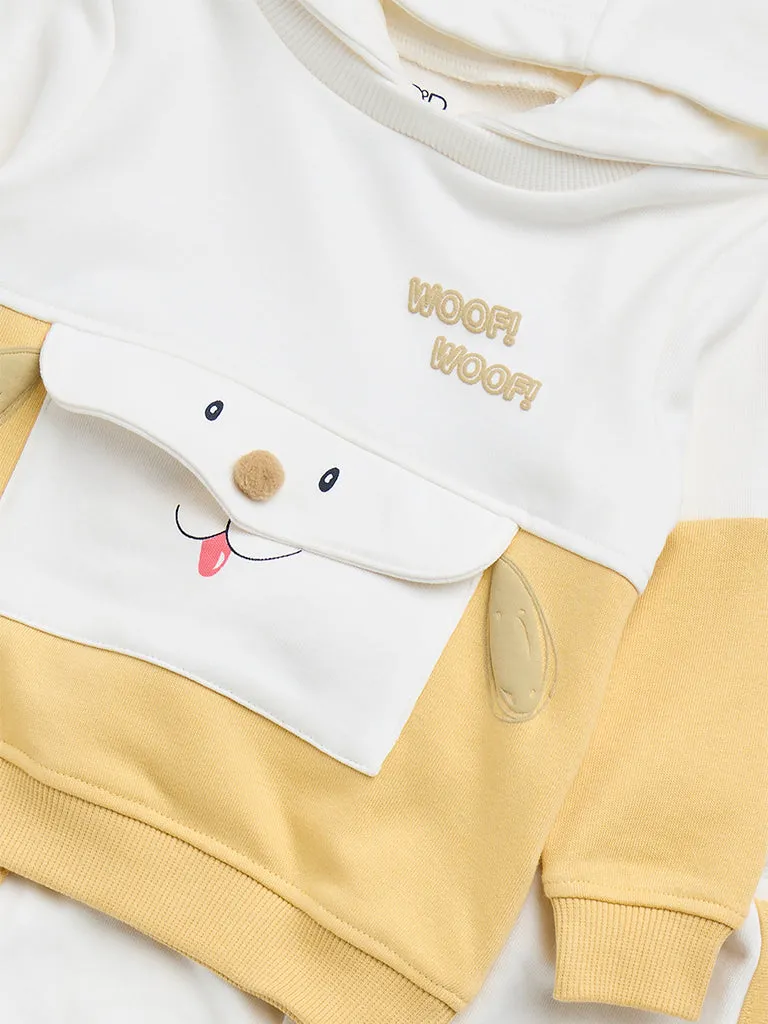 HOP Baby Mustard Dog Applique Sweatshirt & Joggers Set