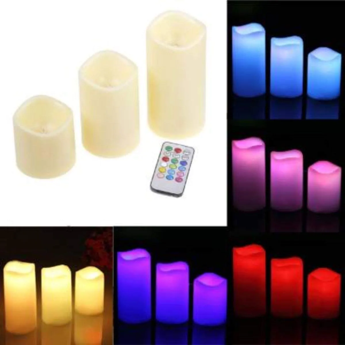 House Of Sensation Diwali LED Candle with Remote Control with Multi Function with Multicolor- Set of 3Candle's Candle (Multicolor, Pack of 3) Make in India