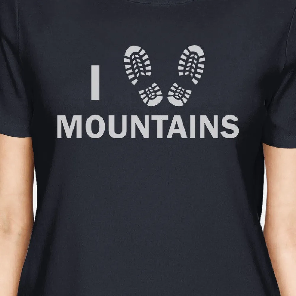 I Heart Mountains Womens Navy Short Sleeve Mountain Graphic T Shirt