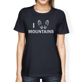 I Heart Mountains Womens Navy Short Sleeve Mountain Graphic T Shirt