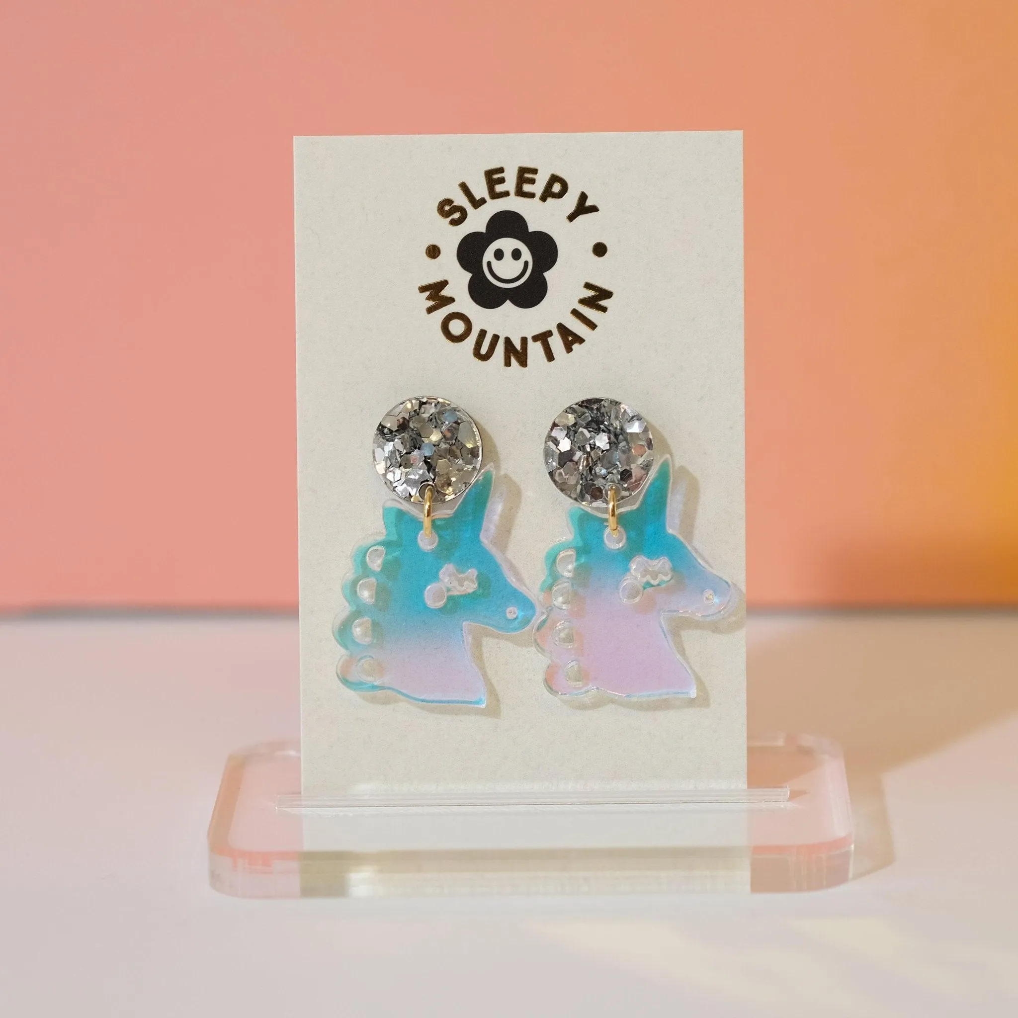 Iridescent Unicorn Dangle Earrings