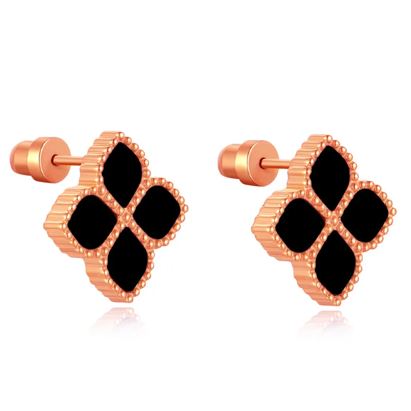 Joory / Earrings Black Rose Gold