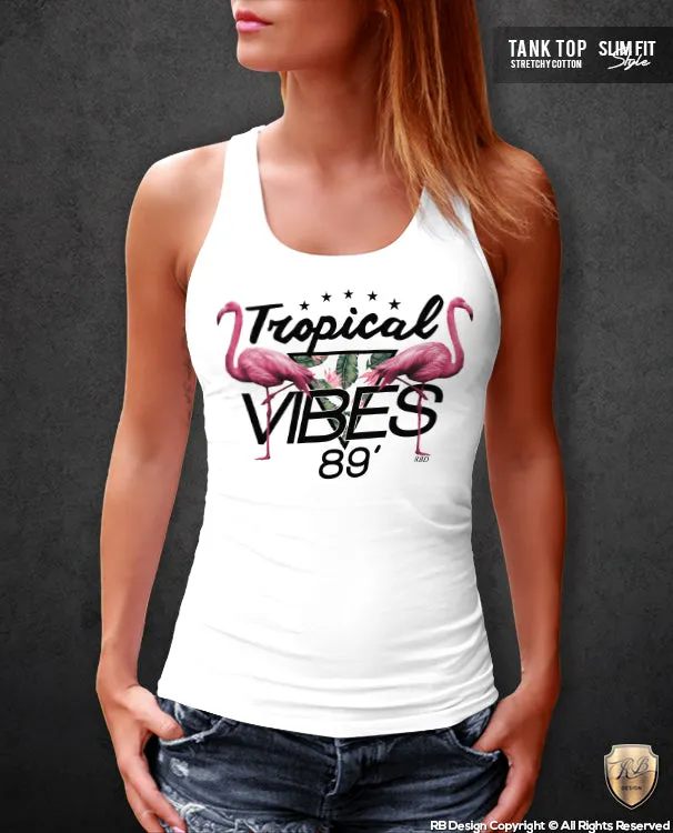 Ladies Graphic Top Tropical Vibes 89' Fresh Flamingo T-shirt WD356