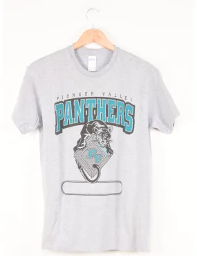 Light Grey & Blue Panthers Printed T-Shirt - M