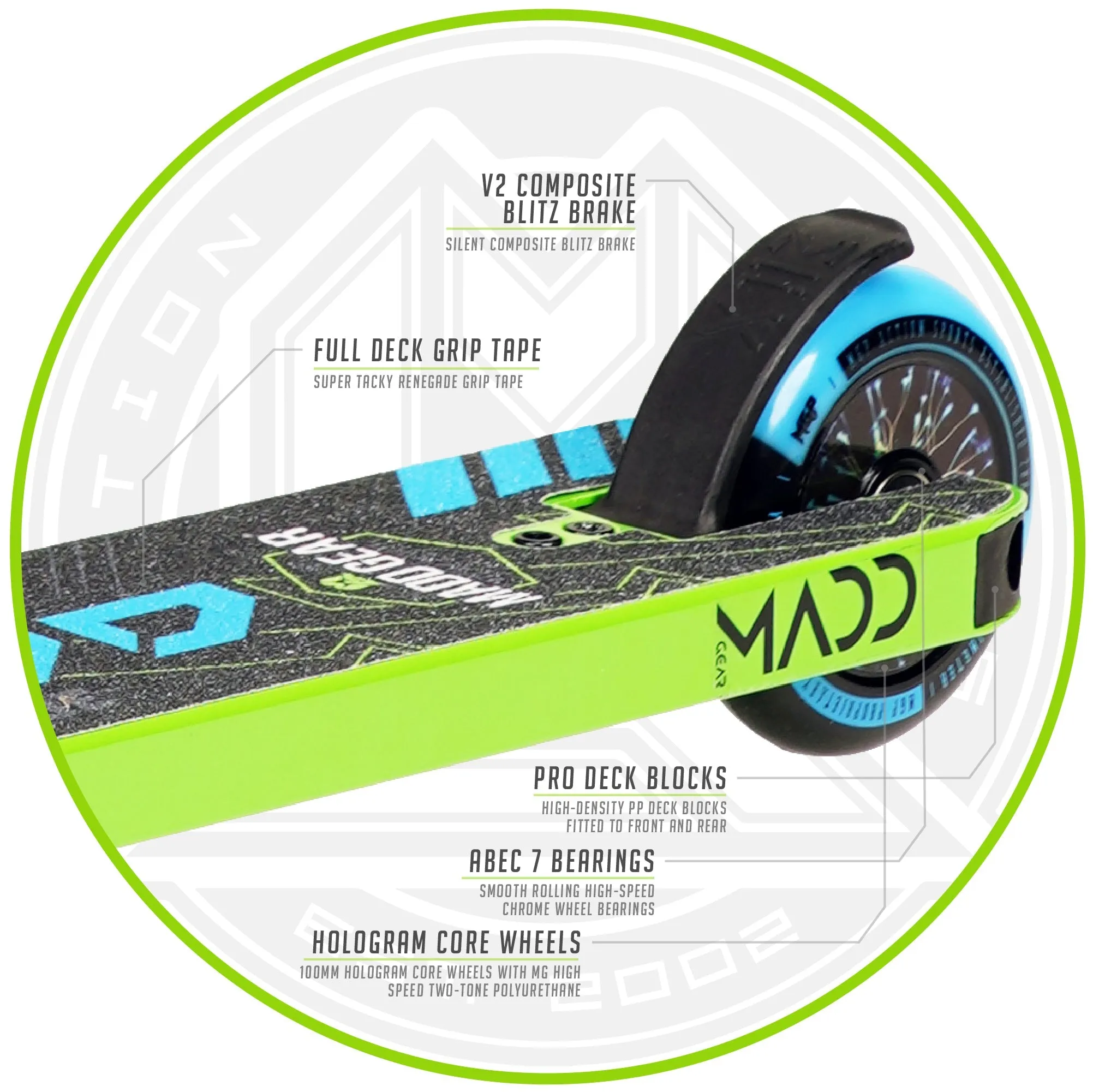 Madd Gear Kick Howler Stunt Scooter Green/Blue